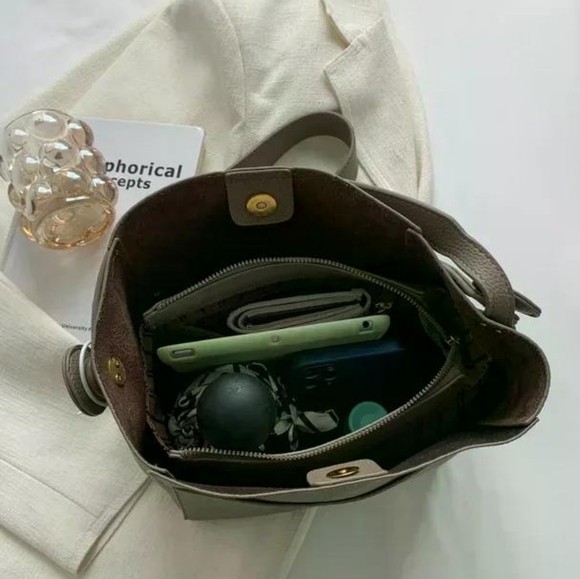 Brand New Women Faux  Leather Bucket  Shoulder Messager Handbag - Picture 7 of 7